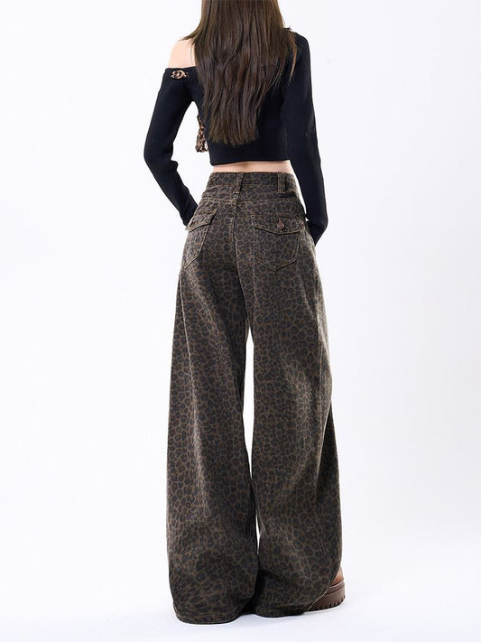 Leopard Wide-Leg Jeans