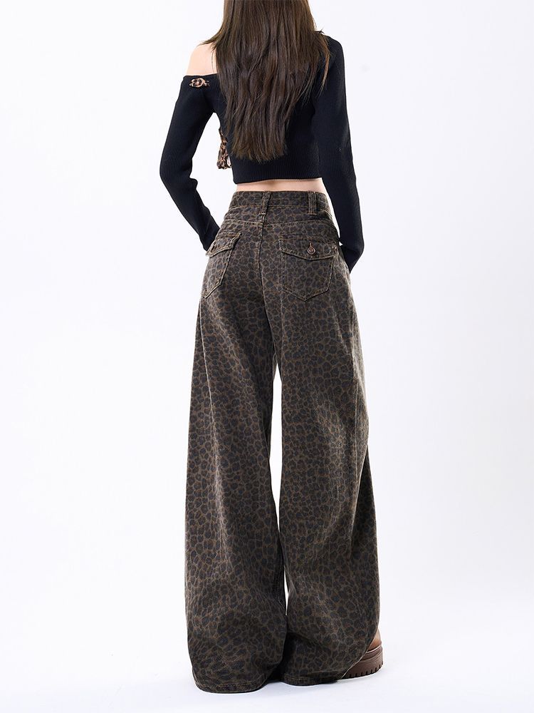 Leopard Wide-Leg Jeans