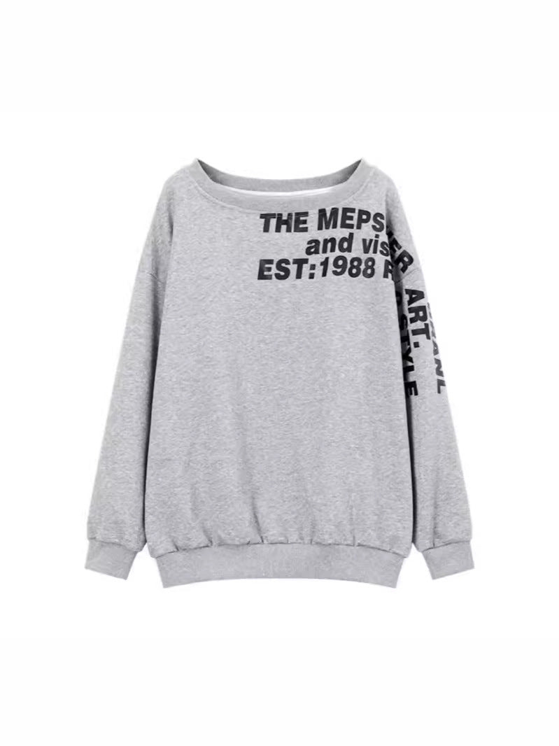 Off-Shoulder Graphic Sweatshirt